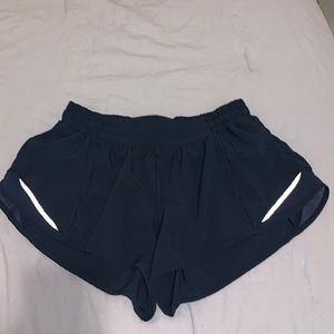 true navy lululemon shorts